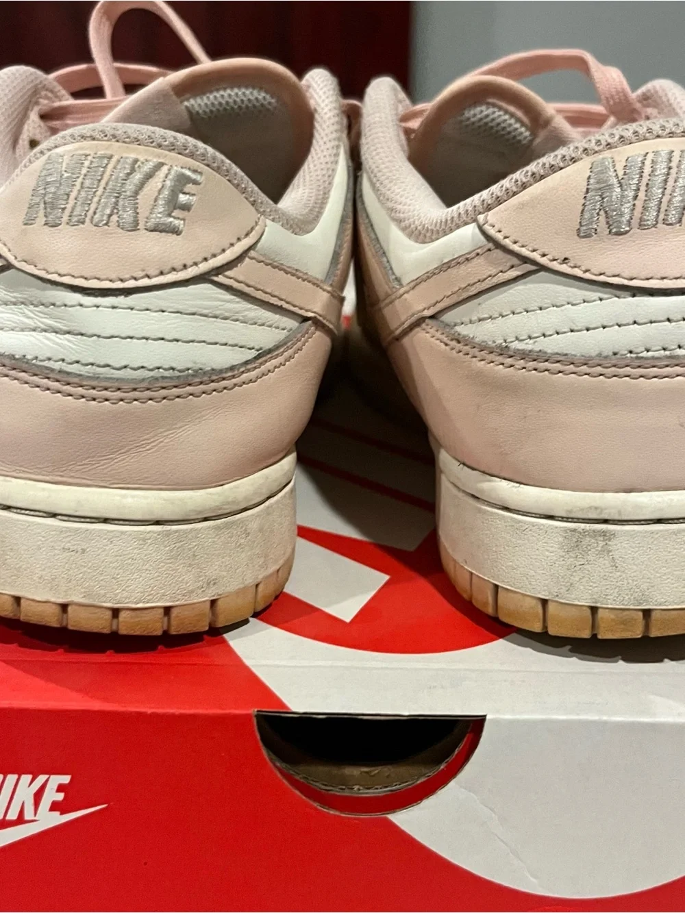 Nike Women’s Dunk Low Orange Pearl 11.5 W Sneakers in Light Pink and White